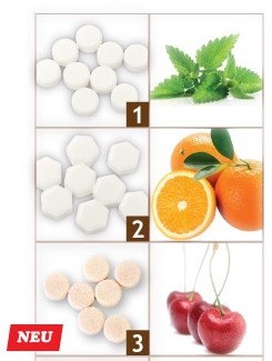 dextroza - mentol, pomeranč, třešeň s vit. C, reklamní sladkosti
