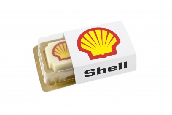 Belgická čokoládka s potiskem Shell, reklamní mlsání
